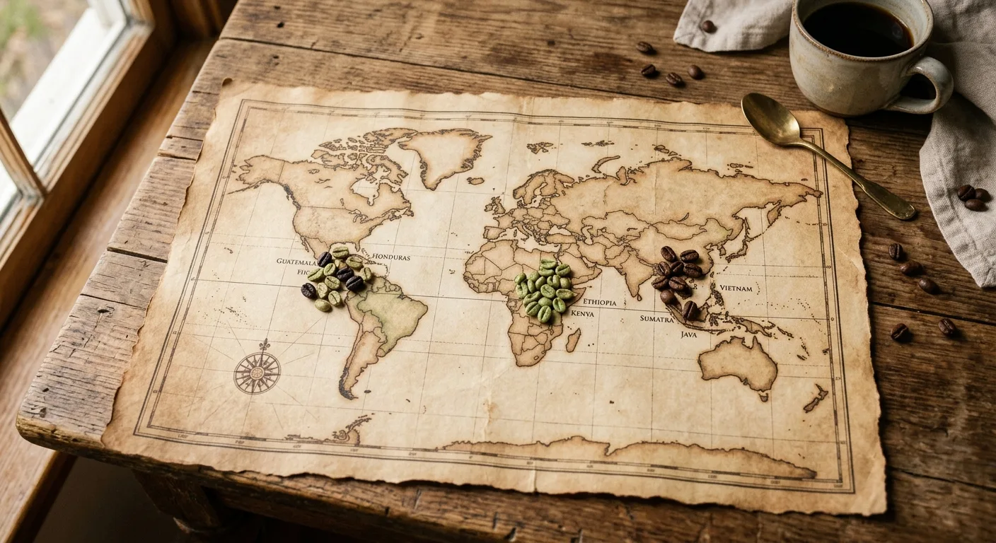 World map highlighting major specialty coffee consuming and producing regions with market growth indicators